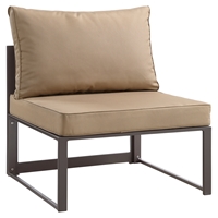Fortuna Armless Outdoor Patio Chair - Brown Frame, Mocha Cushion
