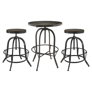 Gather 3 Pieces Dining Set - Backless, Black 