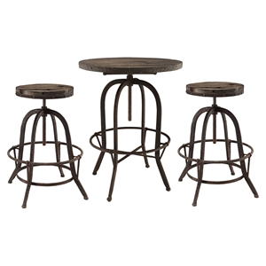 Gather 3 Pieces Dining Set - Backless, Brown 