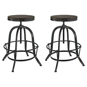 Collect Bar Stool - Backless, Wood Top, Black (Set of 2) 