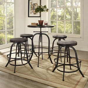 Gather 5 Pieces Dining Set - Backless, Black 