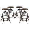Collect Backless Bar Stool - Metal Base, Brown (Set of 4) - EEI-1607-BRN-SET