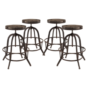 Collect Backless Bar Stool - Metal Base, Brown (Set of 4) 