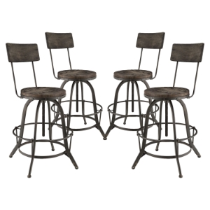 Procure Backrest Bar Stool - Metal Base, Black (Set of 4) 