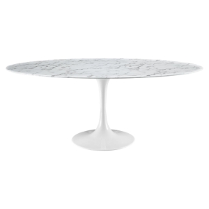 Lippa 78" Dining Table - White, Artificial Marble Top 