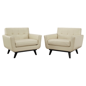 Engage Leather Armchair - Tufted, Beige (Set of 2) 