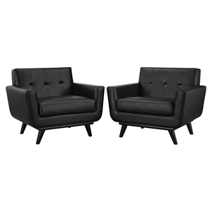 Engage Tufted Leather Armchair - Black (Set of 2) 