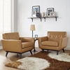 Engage Leather Armchair - Tufted, Tan (Set of 2) - EEI-1665-TAN-SET