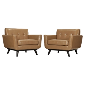 Engage Leather Armchair - Tufted, Tan (Set of 2) 