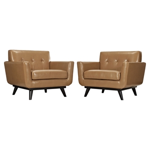 Engage Leather Armchair - Tufted, Tan (Set of 2) 