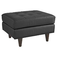 Empress Leather Ottoman - Tufted Bonded, Black