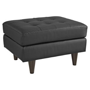 Empress Leather Ottoman - Tufted Bonded, Black 