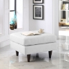 Empress Bonded Leather Ottoman - Button Tufted, White - EEI-1668-WHI