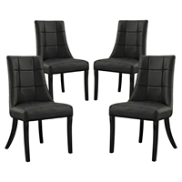 Noblesse Leatherette Dining Chair - Wood Legs, Black (Set of 4)