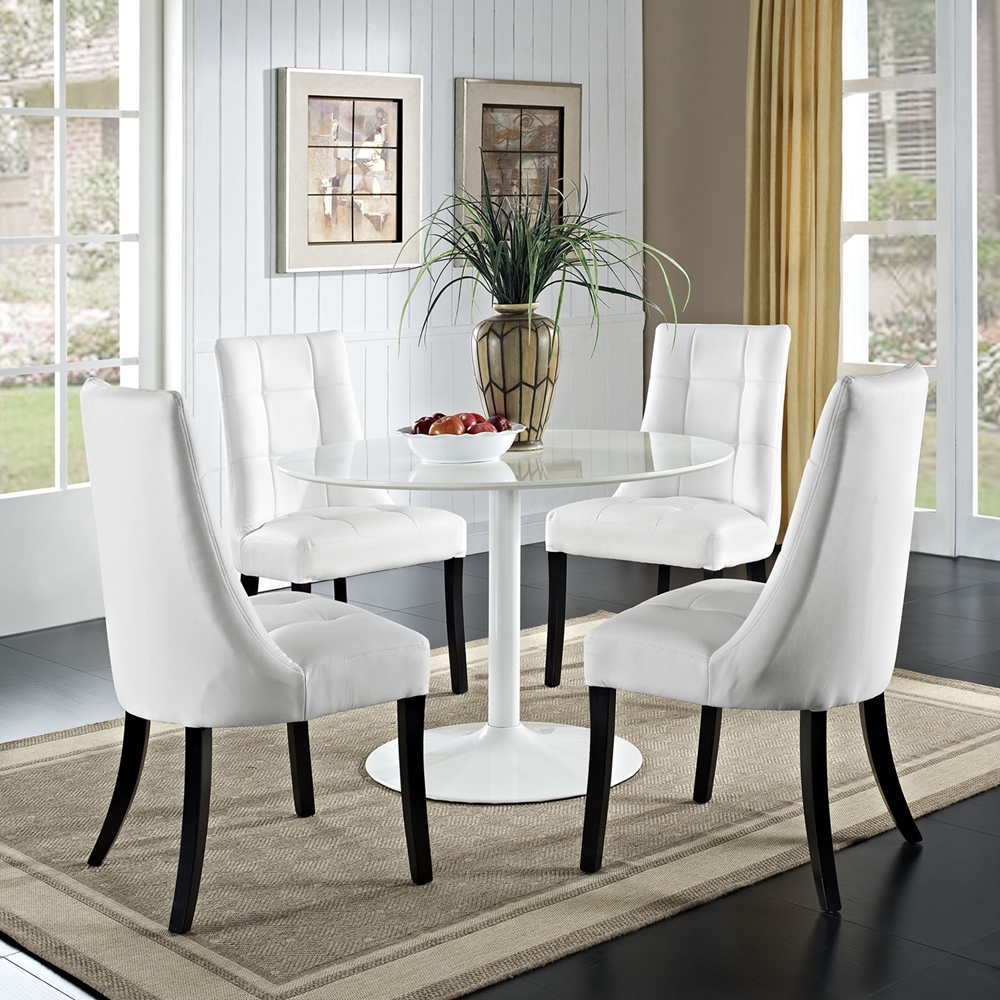 Noblesse Leatherette Dining Chair - Wood Legs, White (Set of 4) | DCG