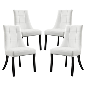 Noblesse Leatherette Dining Chair - Wood Legs, White (Set of 4) 