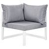Fortuna 8 Pieces Patio Sectional Sofa Set - Gray Cushion, White Frame - EEI-1736-WHI-GRY-SET