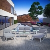 Fortuna 9 Pieces Outdoor Patio Sofa Set - White Frame, Gray Cushion - EEI-1719-WHI-GRY-SET