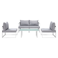 Fortuna 5 Pieces Outdoor Patio Sofa Set - White Frame, Gray Cushion