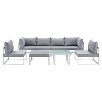 Fortuna 8 Pieces Outdoor Patio Sofa Set - Gray Cushion, White Frame