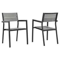 Maine Outdoor Patio Dining Armchair - Brown, Gray (Set of 2)