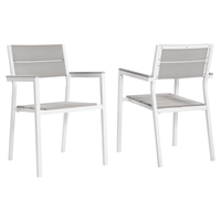 Maine Outdoor Patio Dining Armchair - White, Light Gray (Set of 2)