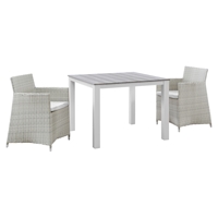 Junction 3 Pieces Outdoor Patio Set - Wicker, Gray Frame, White Cushion