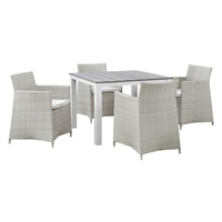 Junction 5 Pieces 40" Outdoor Patio Set - Gray Frame, White Cushion