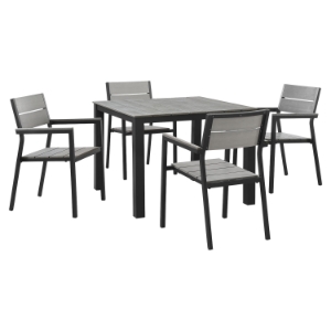 Maine 5 Pieces 40" Outdoor Patio Set - Brown, Gray 