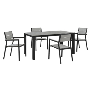 Maine 5 Pieces 63" Outdoor Patio Set - Brown, Gray 