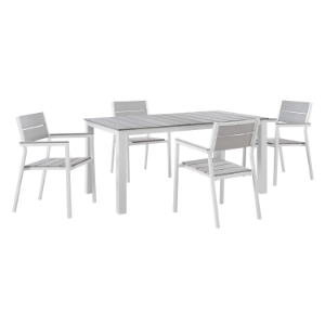 Maine 5 Pieces 63" Outdoor Patio Set - White, Light Gray 