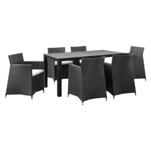 Junction 7 Pieces 63" Outdoor Patio Set - Brown Frame, White Cushion 