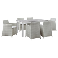 Junction 7 Pieces 63" Outdoor Patio Set - Gray Frame, White Cushion