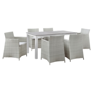Junction 7 Pieces 63" Outdoor Patio Set - Gray Frame, White Cushion 