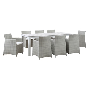 Junction 9 Pieces Outdoor Patio Set - Gray Frame, White Cushion 