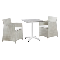 Junction 3 Pieces Outdoor Patio Set - Gray Frame, White Cushion