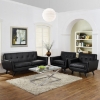 Engage 3 Pieces Leather Sofa Set - Tufted, Black - EEI-1762-BLK-SET