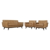 Engage 3 Pieces Leather Sofa Set - Tufted, Tan - EEI-1762-TAN-SET
