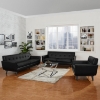 Engage 3 Pieces Leather Sofa Set - Flared Legs, Black - EEI-1764-BLK-SET