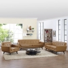 Engage 3 Pieces Leather Sofa Set - Flared Legs, Tan - EEI-1764-TAN-SET