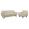 Engage 2 Pieces Leather Sofa Set - Tufted, Beige - EEI-1765-BEI-SET