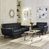Engage 2 Pieces Leather Sofa Set - Tufted, Black - EEI-1765-BLK-SET
