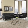 Engage 2 Pieces Tufted Leather Sofa Set - Black - EEI-1766-BLK-SET