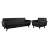 Engage 2 Pieces Tufted Leather Sofa Set - Black - EEI-1766-BLK-SET
