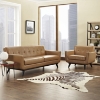 Engage 2 Pieces Leather Sofa Set - Tufted, Tan - EEI-1766-TAN-SET