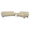 Engage 2 Pieces Leather Sofa Set - Flared Legs, Beige - EEI-1767-BEI-SET