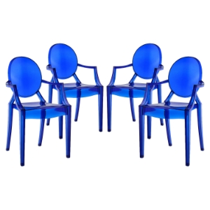 Casper Polycarbonate Dining Armchair - Blue (Set of 4) 