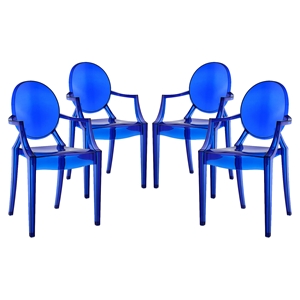 Casper Polycarbonate Dining Armchair - Blue (Set of 4) 