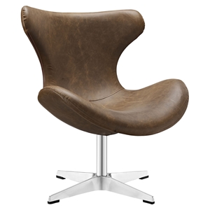 Helm Leatherette Lounge Chair - Brown 