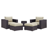 Convene 5 Pieces Outdoor Patio Sectional Set - Square Side Table
